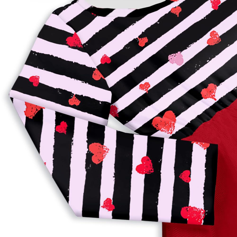 Baby Girls Valentines Day Tutu Dress Holiday Red Heart Striped Dresses 1-2T