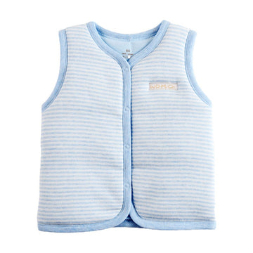 Monvecle Baby Cotton Warm Vests Unisex Infant To Toddler Light Padded Waistcoat Blue Stripe 9-12M