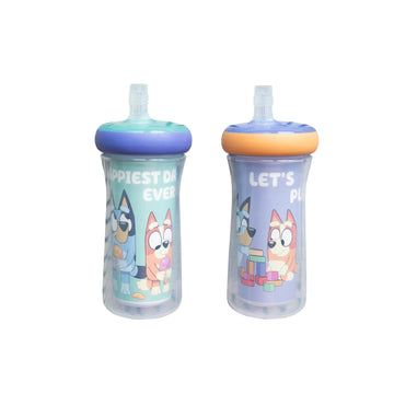 The First Years Bluey Insulated Straw Cup - Bluey Sippy Cups With Straw - Kids Water Bottles - 9 Oz - 2 Count - Ages 9 Months An