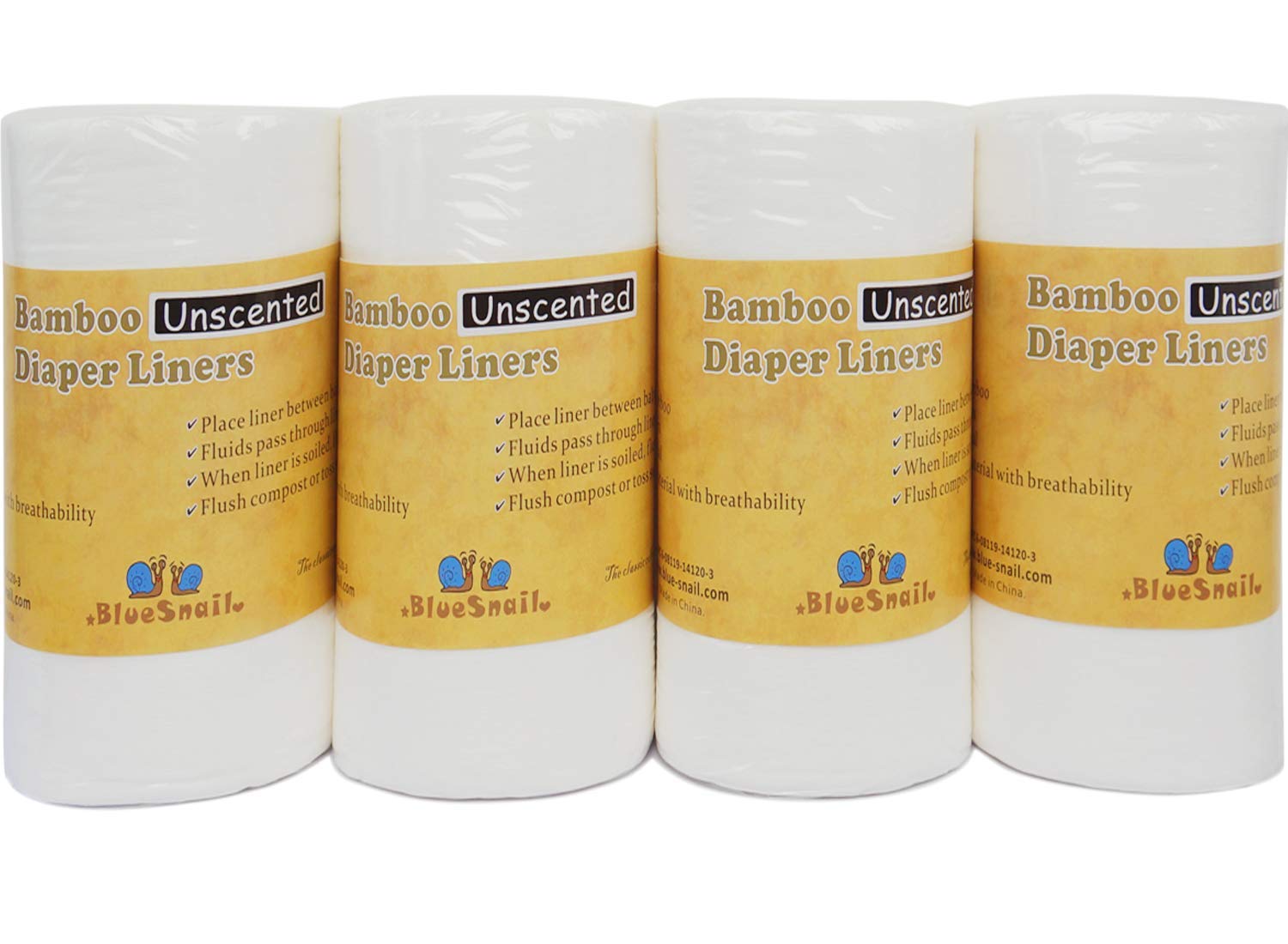 Rayon Unscent Diaper Liners- Fragance Free and Chlorine Free(4PK) 400 Count by BlueSnail(White)