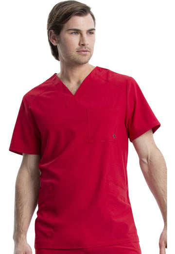 Cherokee Infinity Men Scrubs Top V-Neck Ck900A, Xl, Red