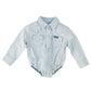 Wrangler Baby Boys Western Long Sleeve Denim Bodysuit, Faded Blue, 3-6 Months