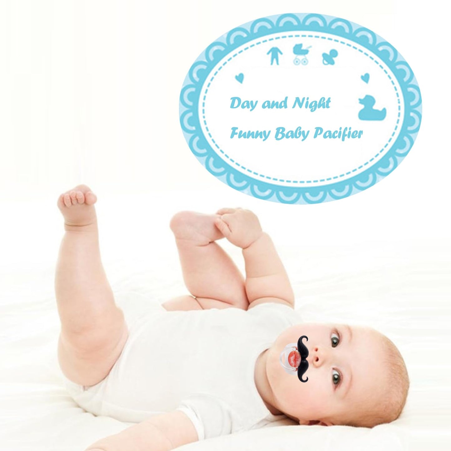 Robbear 4-Pack Funny Baby Pacifier, Cute Kiss Lips Mustache Binkies, Vampire Binky Skulls Halloween Pacifiers For Babies 0-36 Mo