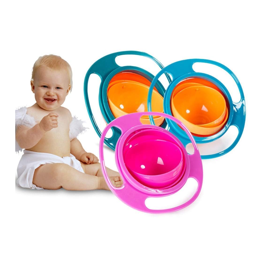 Kids 360 Magic Gyro Feeding Bowl | Rotating Spill Resistant Snack Bowl for Toddlers & Children | AntiSpill Food Bowl with Unive