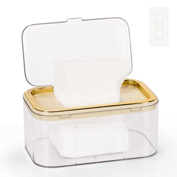 Flenpptly Baby Wipes Dispenser, Wipe Holder Wipes Container Large Capacity Keep Wipes Fresh & Easy To Open (Gold)