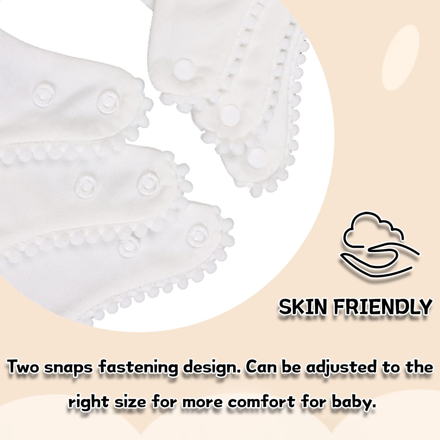 Bamery Baby Bandana Bibs White Cotton Drool Bibs For Drooling And Teething Absorbent For Boy Girl (Pure White)