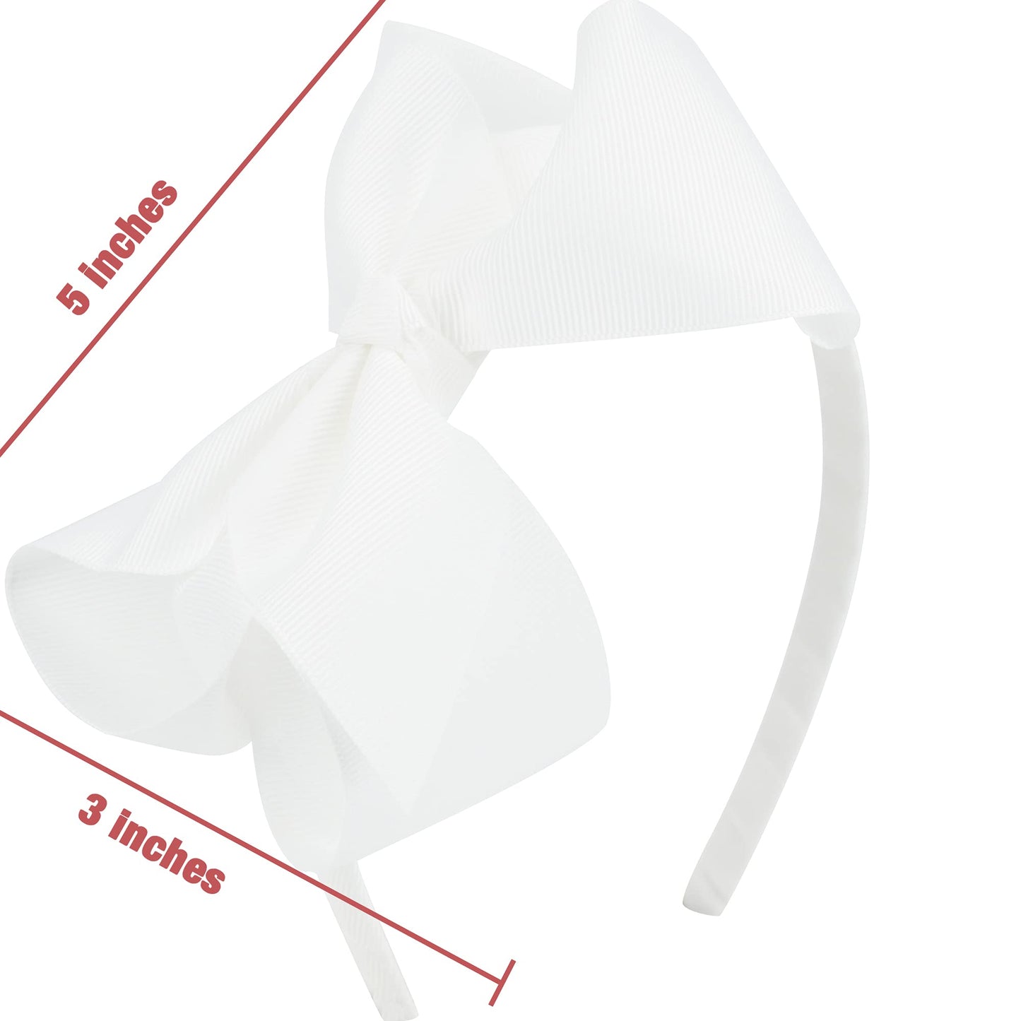 Meedee Fashion Cute White Bow Headband For Girls Toddlers 3 Year Old, Little Girl Headband Bows Big Grosgrain Headband Bow For C