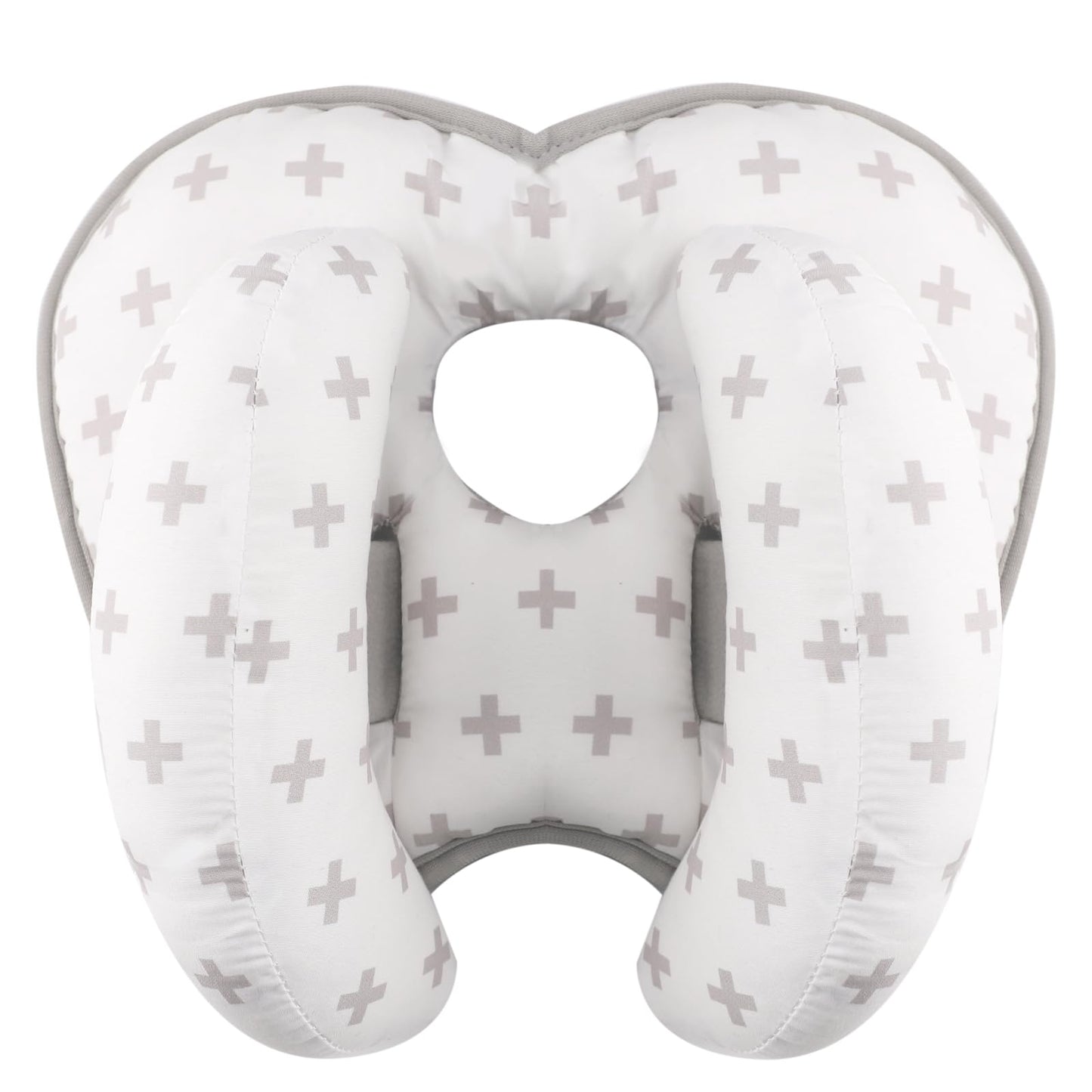KAKIBLIN 2 in 1 Baby Head Pillow with Banana Neck Pillow for 3 Months to 1 Years Baby Travel Pillow for Stroller or Bed,Grey Cro