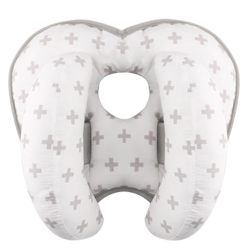 KAKIBLIN 2 in 1 Baby Head Pillow with Banana Neck Pillow for 3 Months to 1 Years Baby Travel Pillow for Stroller or Bed,Grey Cro
