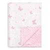 Butterfly Baby Blankets for Girls, Soft Nursery Minky Blankets with Muslin and Dotted Fleece Back 30x40 inches, Receiving Bed Qu