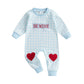 Bagilaanoe Infant Baby Boy Valentines Day Outfit Clothes Plaid Long Sleeve Romper One Piece Jumpsuit Pants (Blue, 3-6 Months)