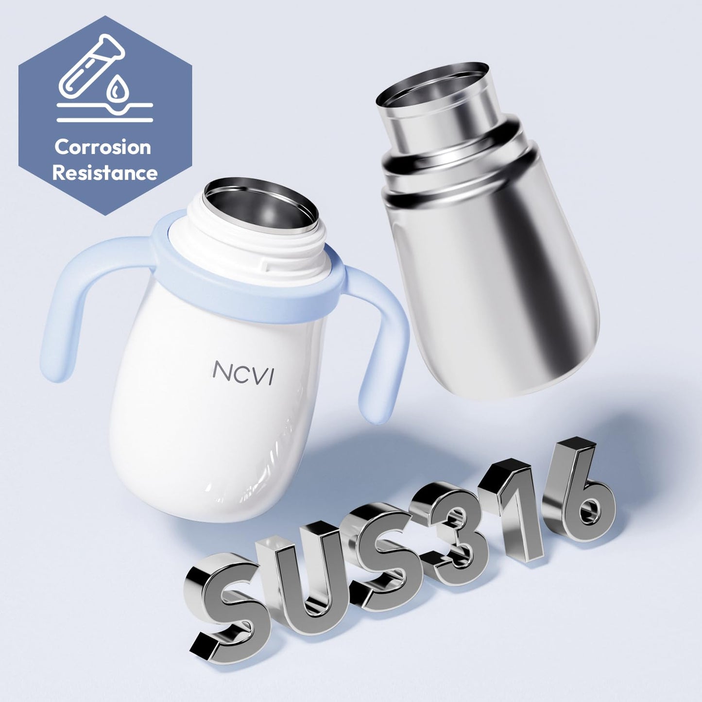 Ncvi Kids Stainless Steel Straw Cup For Toddler 1-3 Years Old, Training Tumbler With Straw Spill Proof With Handle, Insulated Bo