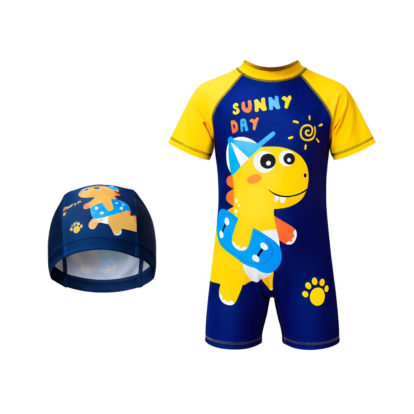 The Morning Play Swimsuit For Boys & Girls With Cap, OnePiece Swimming Costume For Kids, Uv Protection Swimwear For Girls & Boy