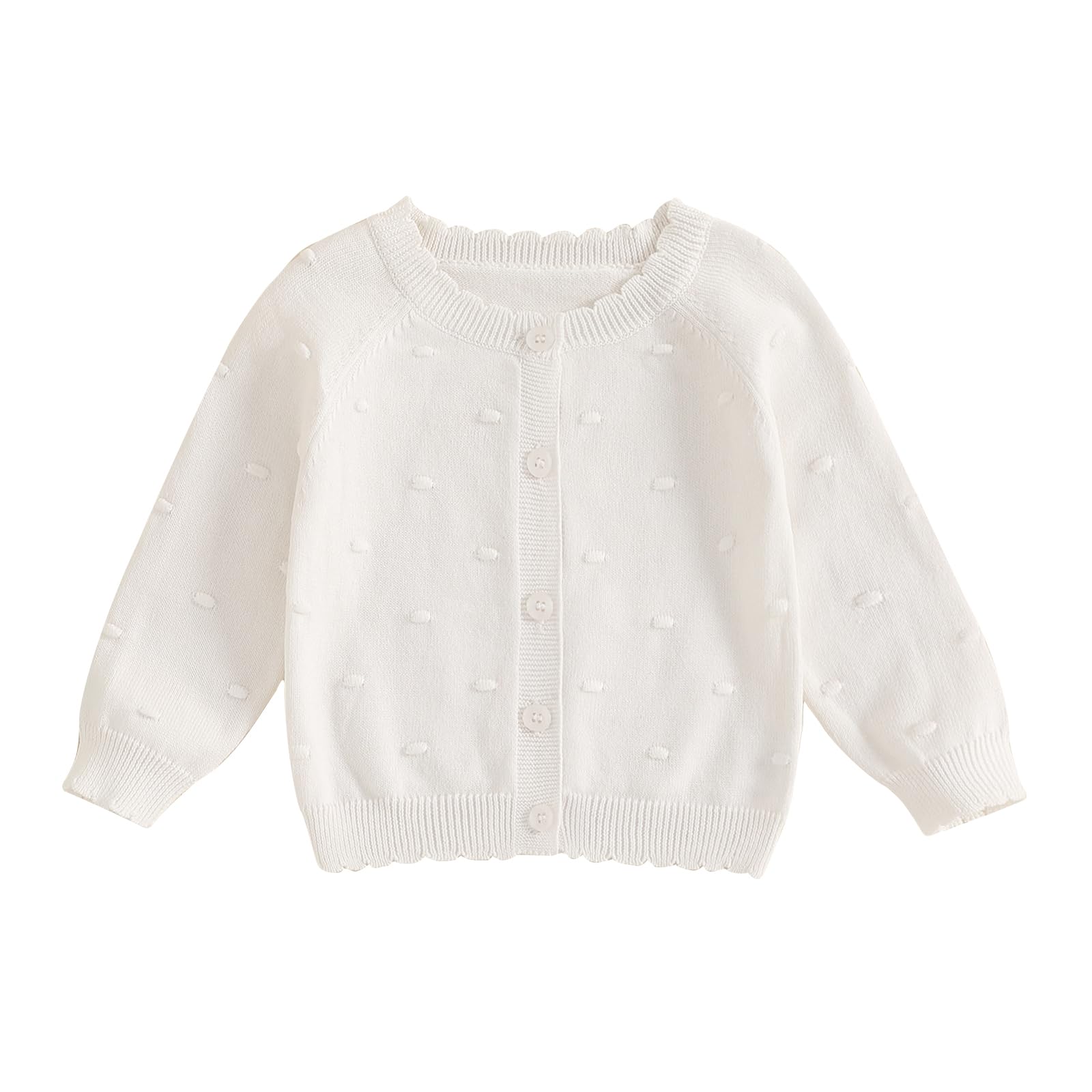 Infant Baby Girl Cardigan Sweater Long Sleeve Button Up Knit Sweatshirt Jacket Toddler Baby Girl Fall Outfits (White, 0-6 Months