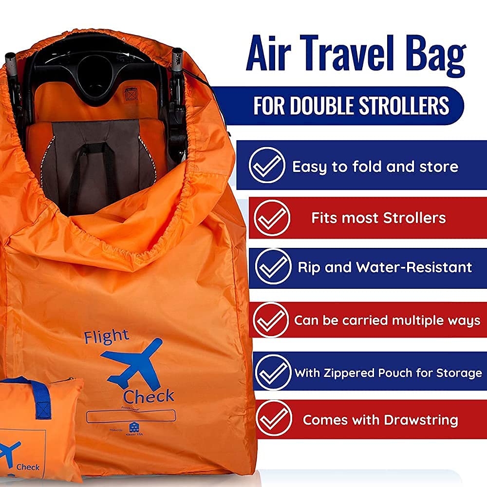 Alnoor Usa Gate Check Bag For Single & Double Stroller Travel Bag For Air Plane | Extra Large & Ultra Durable - Includes Padded