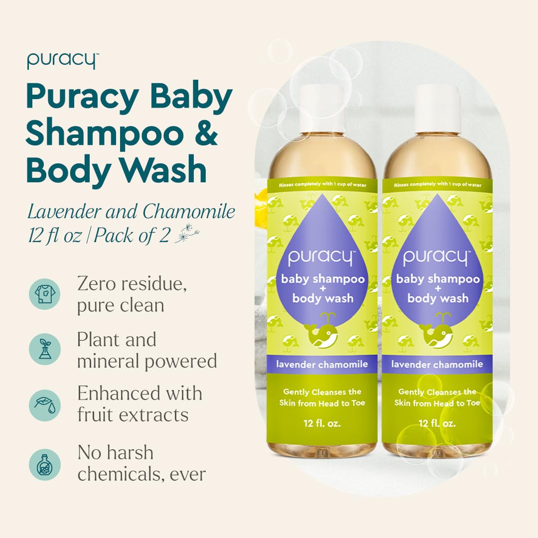 Puracy Baby Shampoo & Body Wash For Children - Pure Ingredients With 12 Fruit & Vegetable Extracts For Silky Smooth Skin, Gentle