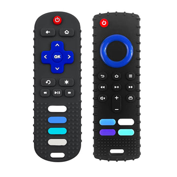 ERSIHUA 2Pcs Silicone Teething Toys, Remote Control Shape Teethers for Babies Remote Teething Toys, Silicone TV Remote Teether B