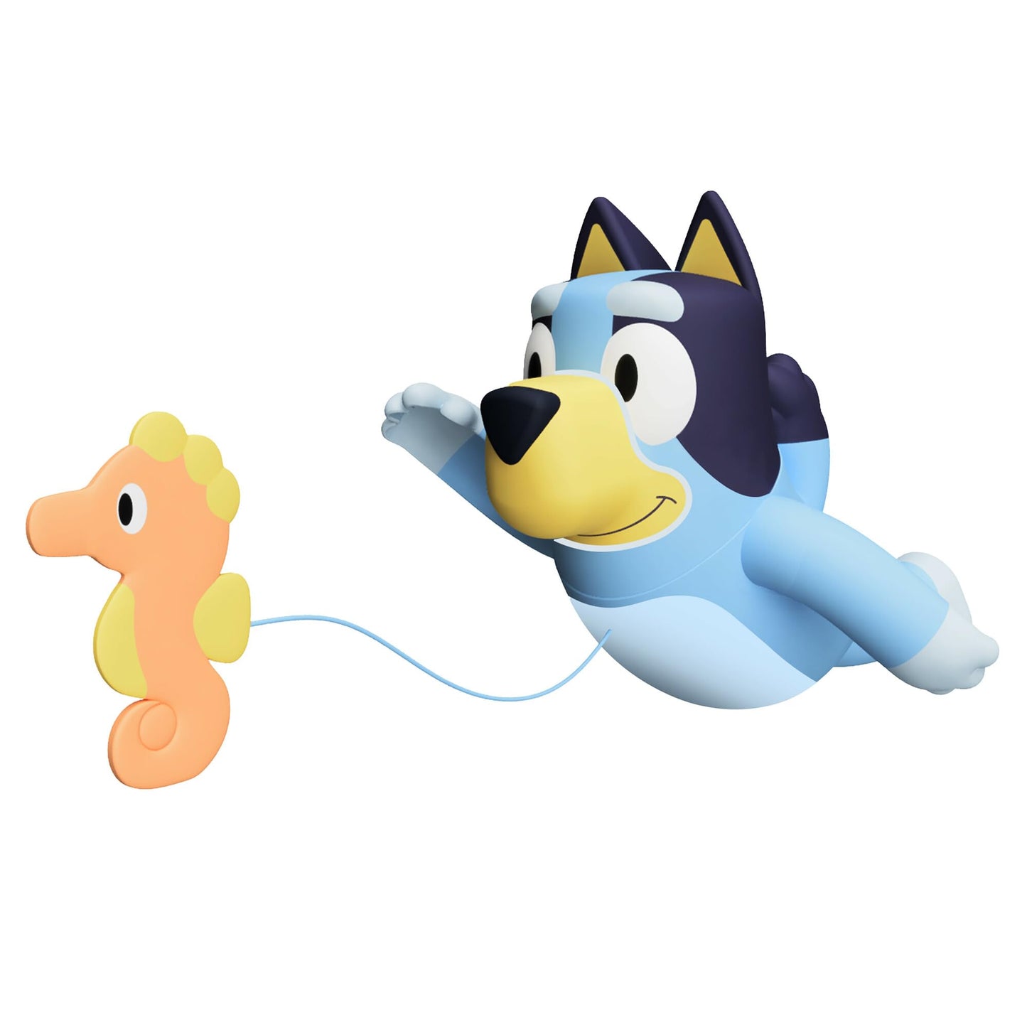 Toomies Bluey Swimming Bath Toy - Bluey Toys Includes Attached Seahorse Baby Toy and Swims on Back or Front - Toddler Bath Toys