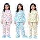BORNLOV Girls Cotton Printed Pajama Set, Pink, Blue and Yellow Long Sleeve Shirt and Pants, Pack of 3  (2 Years3 Years)