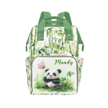 Custom Diaper Bag Backpack for Women, Personalized Name Nursing Mommy Daypack, Diaper Bag for Girls Boys, New Mom Gifts (Panda)