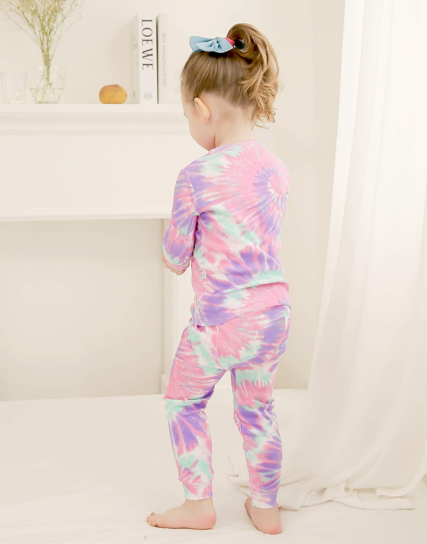 Vaenait Baby Kids Junior 100% Cotton Sleepwear Pajamas 2Pcs Set Tiedye-Mintpinkpurple-255 S