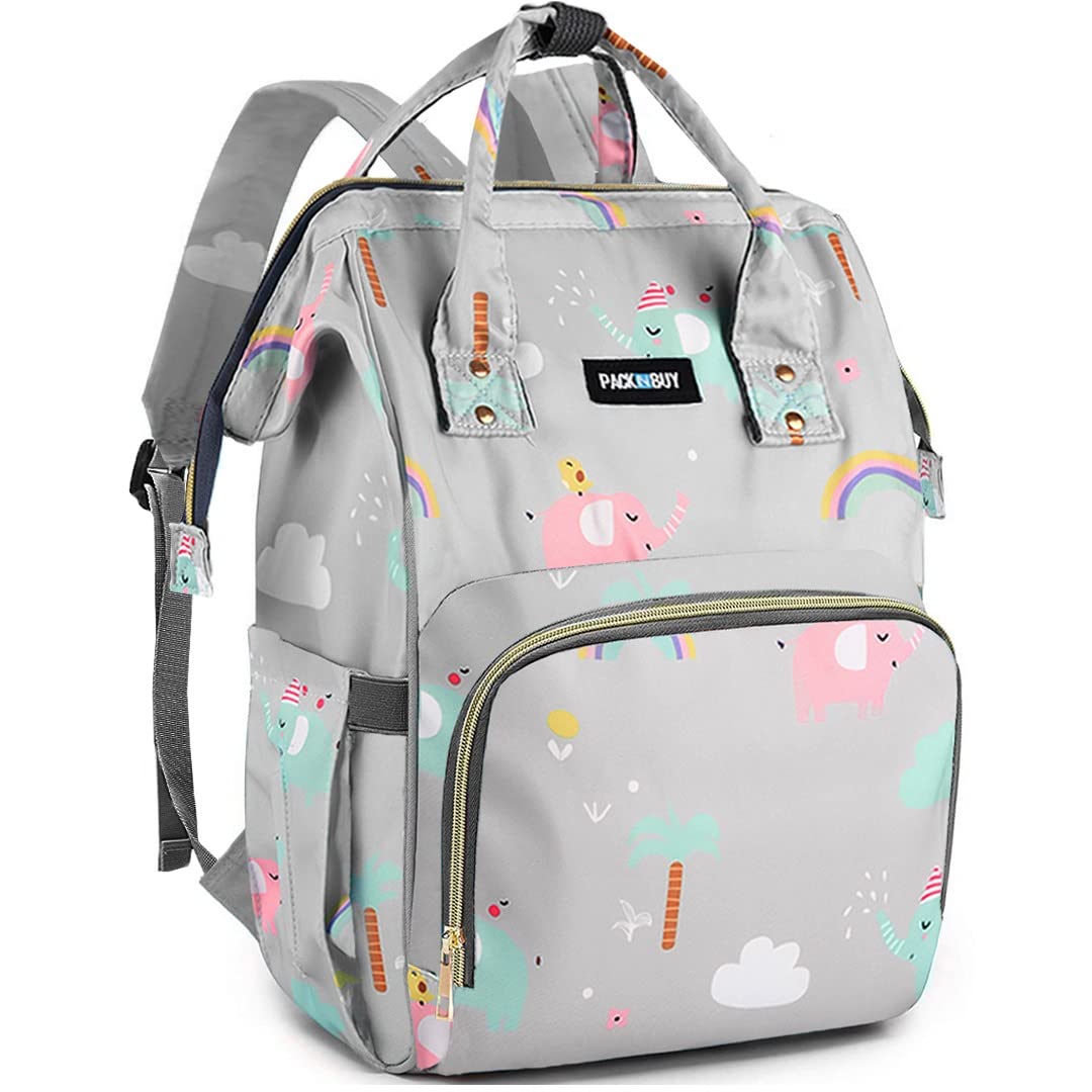 PACKNBUY Diaper Bag for Mothers for Travel, Newborn Baby Bag (Light Grey)