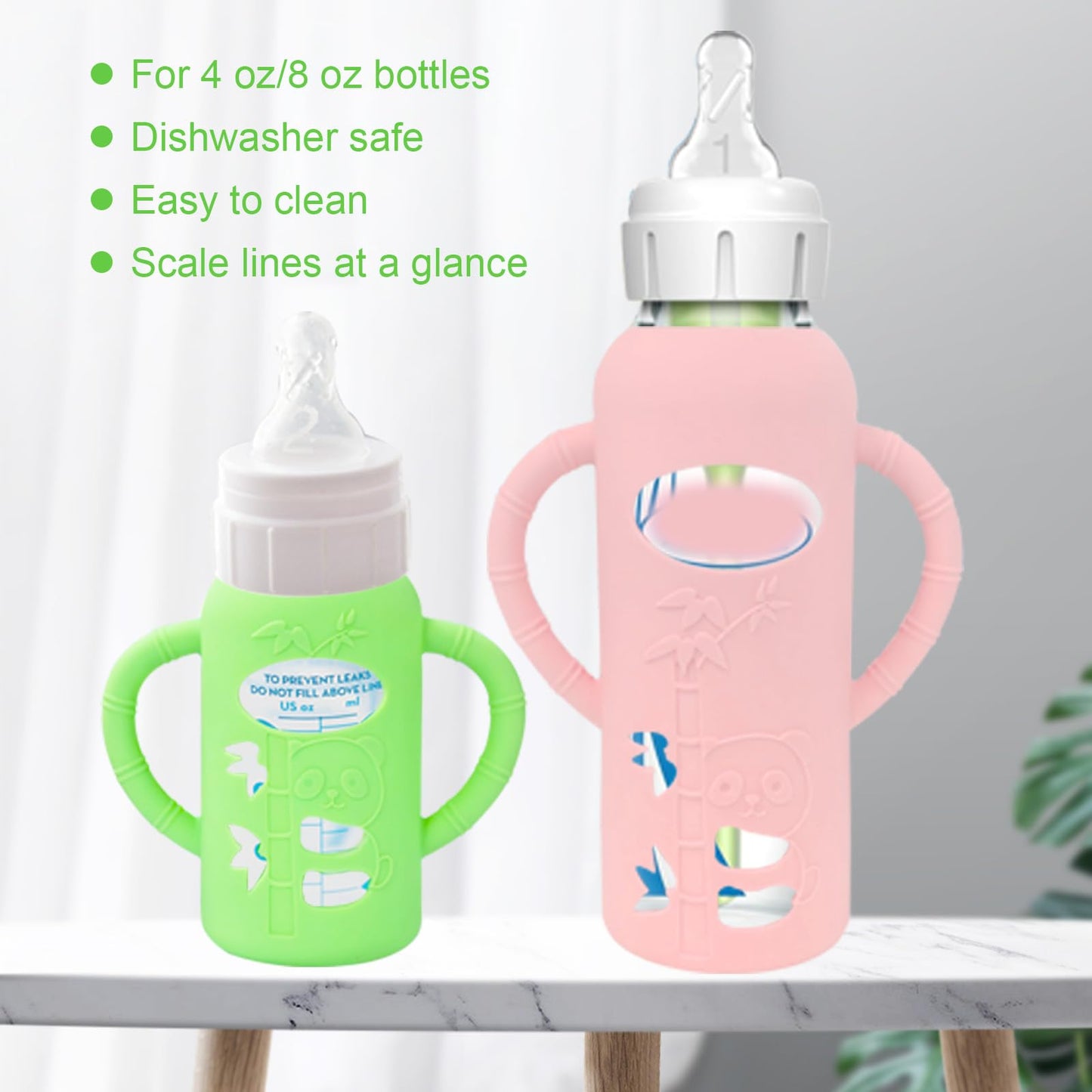 4 Pack Baby Bottle Handles Compatible With Dr Brown'S Glass Bottles, Baby Bottle Holder Hands Free Cultivate Baby'S Sense Of Ind