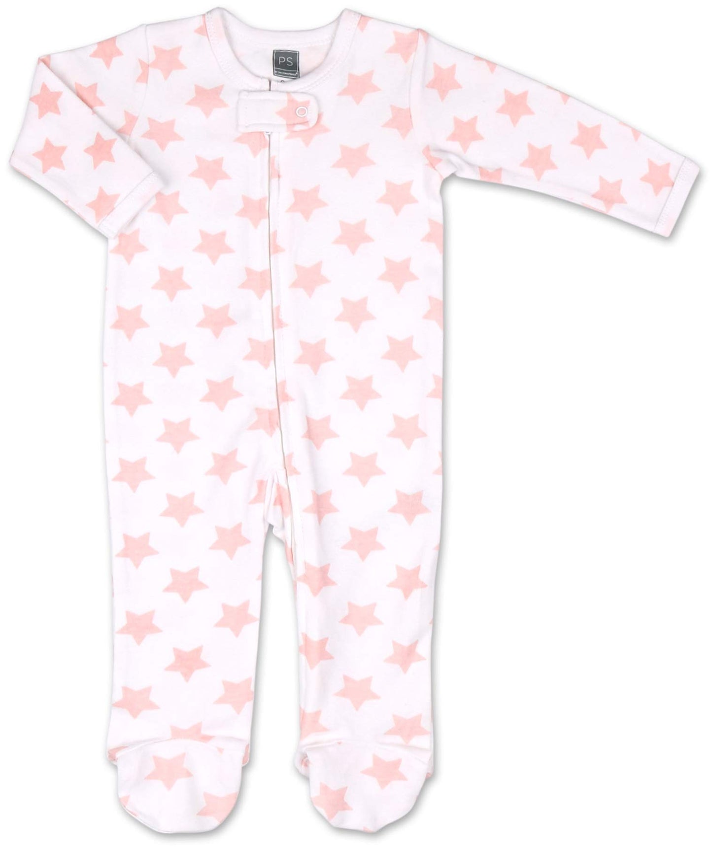 The Peanutshell Flowers & Stars 3 Pack Footed Sleepers For Baby Girls (9M) Pink