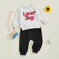 Ursobutegl Toddler Baby Boy Valentine'S Day Outfit Lover Boy Embroidery Letter Sweatshirt Pullover Tops Jogger Pants Clothes (12