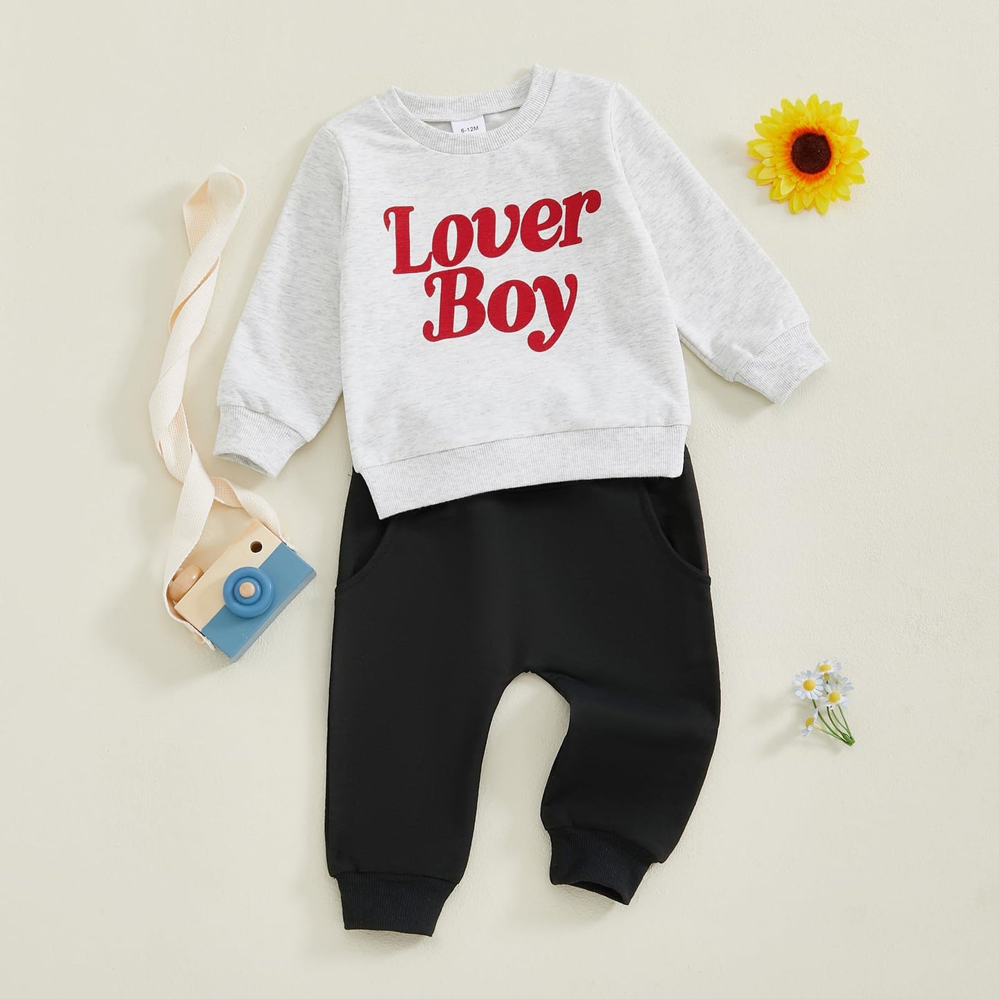 Ursobutegl Toddler Baby Boy Valentine'S Day Outfit Lover Boy Embroidery Letter Sweatshirt Pullover Tops Jogger Pants Clothes (2-