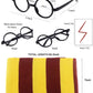 13Pcs Novelty Scarf Wizard Glasses Wand Lightning Bolt Tattoos Cosplay Set Dress Up Costume Accessories Halloween Birthday Gifts