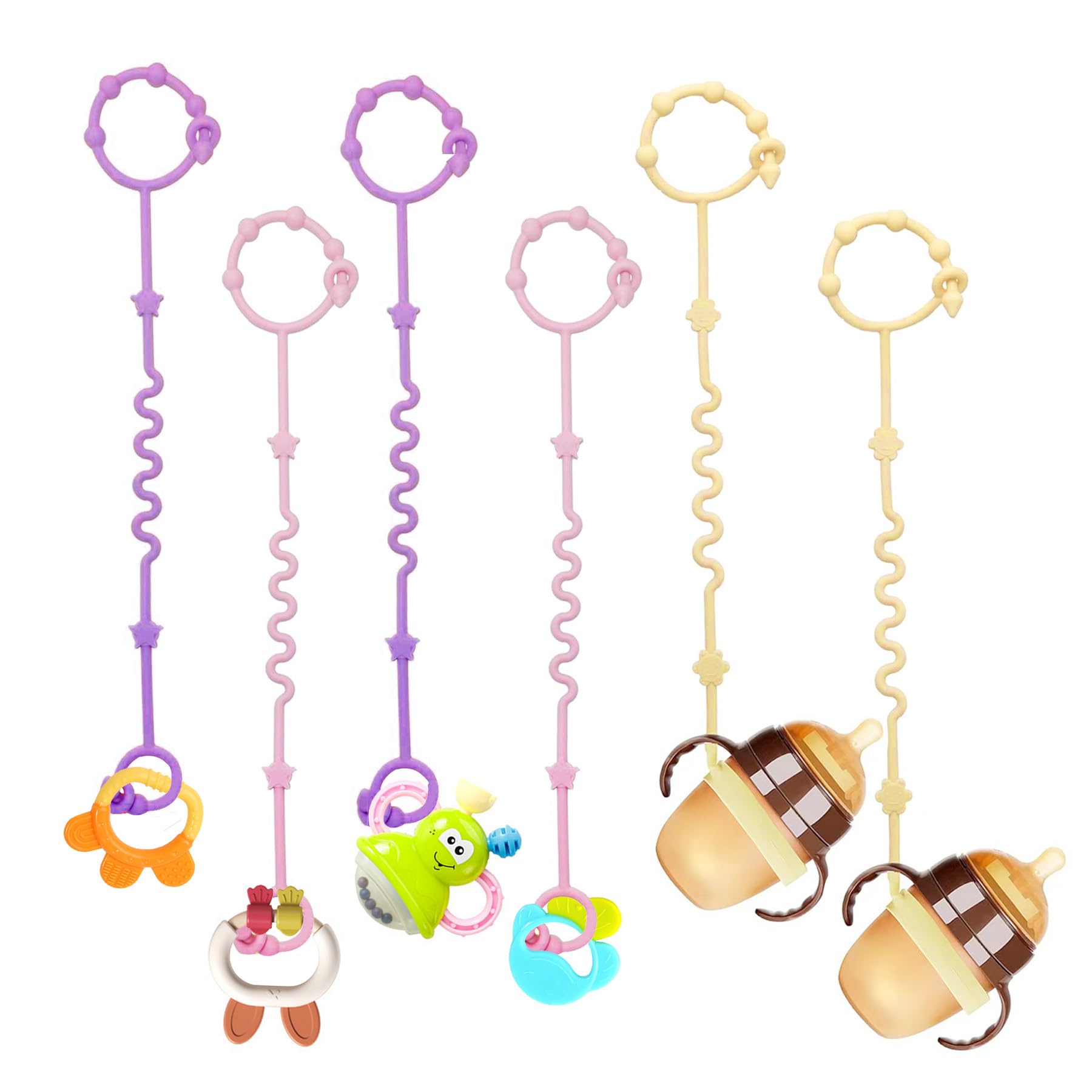 RTMOK Toy Straps for Baby, Silicone Setpacifier Clip,Applies to Car Seat Teether,High Chair,Stroller Accessories,Baby Clips,Crib