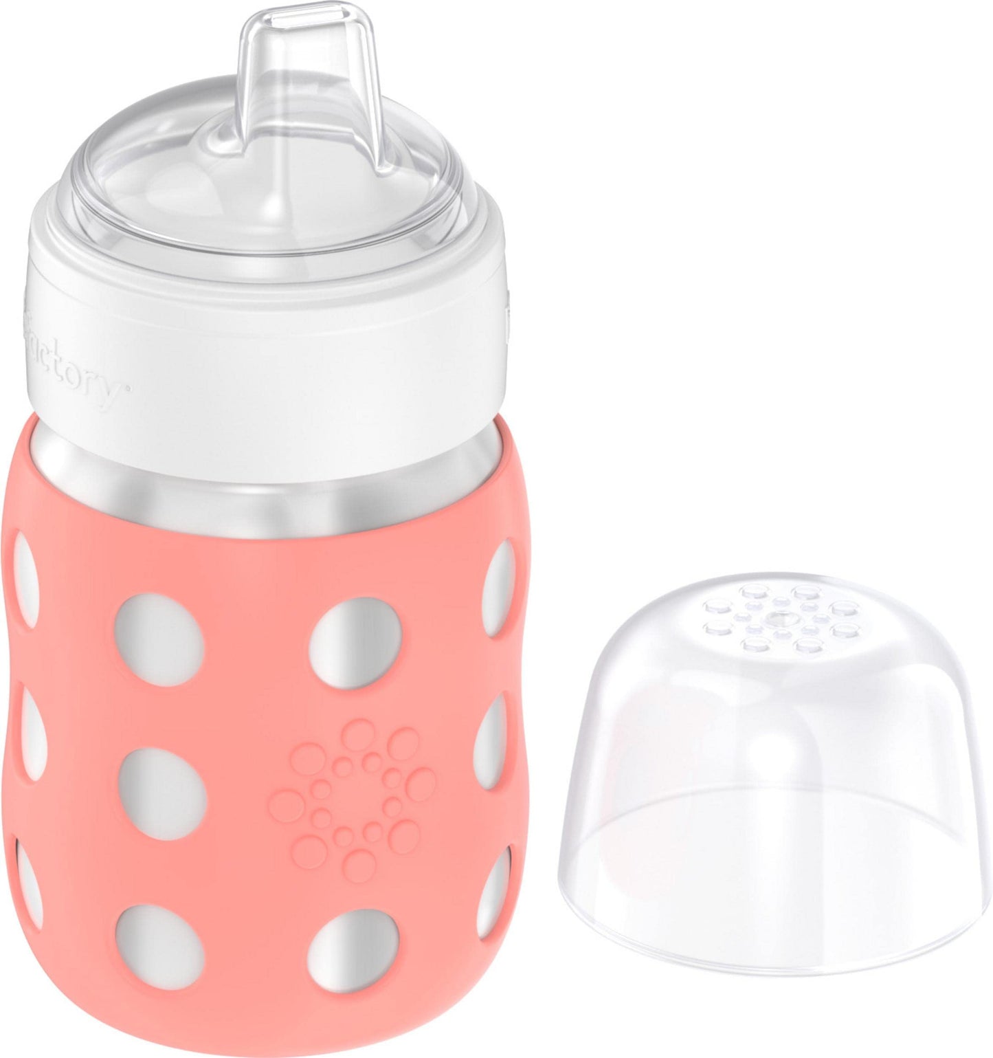 Lifefactory 8-Ounce Stainless-Steel Vacuum-Insulated Wide-Neck Baby Bottle With Sippy Nipple, Cantaloupe, Ls2251Wca4