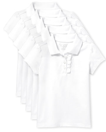 The Children'S Place Baby Girls And Toddler Girls Short Sleeve Ruffle Pique Polo, White, 3T