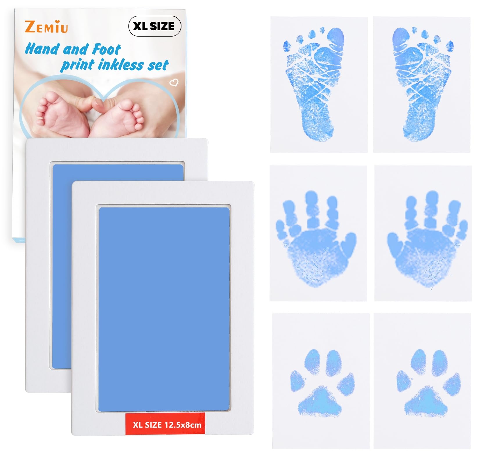 2-Pack Large Clean-Touch Ink Pads, Baby Handprints and Footprints for 0-18 Months, Inkless Hand and Footprint Kit,Baby Print,DIY
