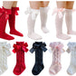 Qandsweet Baby Girl Knee-High Socks Toddlers Bow Stockings Newborn Infant Sock (0-12 Months, Cabled Styles)