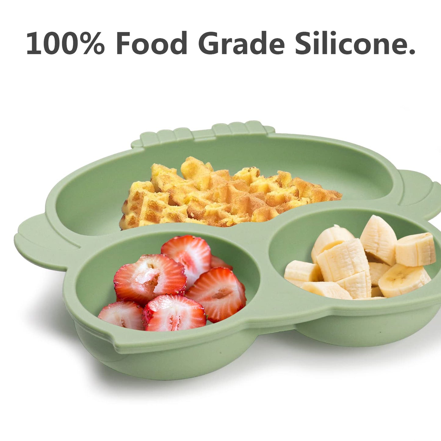 Idvvssx Silicone Baby Plate With Suction, Owl Shape Suction Plate For Toddler, Cute Kids Suction Plate, Baby Toddler Divided Pla