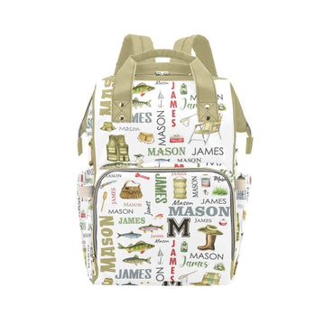 Custom Diaper Bag Backpack for Women, Personalized Name Nursing Mommy Daypack, Diaper Bag for Girls Boys, New Mom Gifts (Fishing