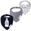 Jn&Lulu 3 Pack Newborn Baby Bibs Bandana Drool Bibs For Drooling Cotton Baby Gifts (Milk)