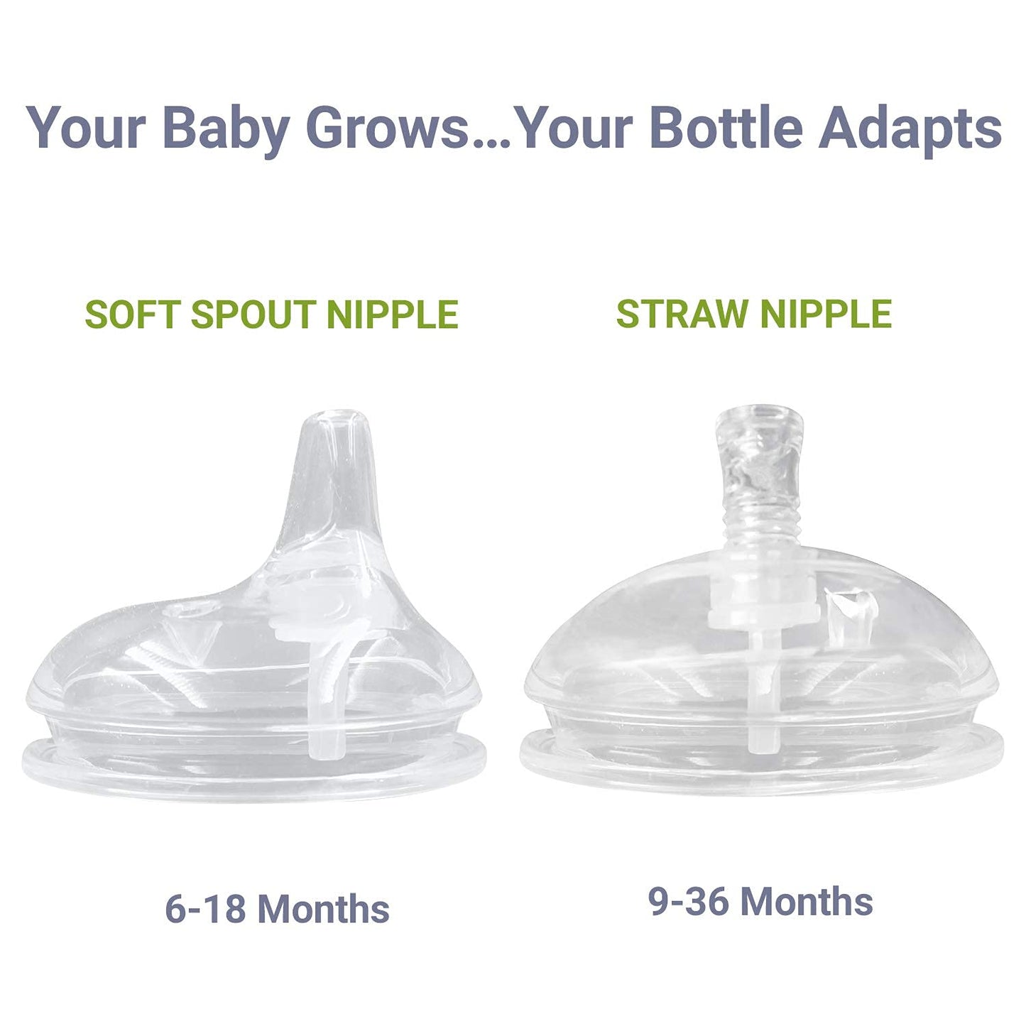 Anpei Straw And Sippy Cup Transitional Nipples Set Of 2 With Nipple Storage Case Compatible With Comotomo Baby Bottles, 5 Oz And