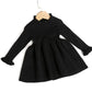 Simplee Kids Little Girls' Long Sleeve Girl Dresses And Rompers Ribbed Knit Sweater Dress Black For 3T