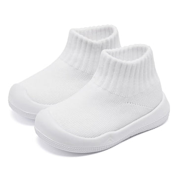 Eashi Toddler Shoes Girls Boys Sock Shoes Toddler Dress Shoes Baby Walking Shoes Slip On Size 7 White
