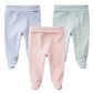 Teach Leanbh Infant Baby 3 Pack Footed Pants Cotton High Waist Casual Leggings (6 Months, C)