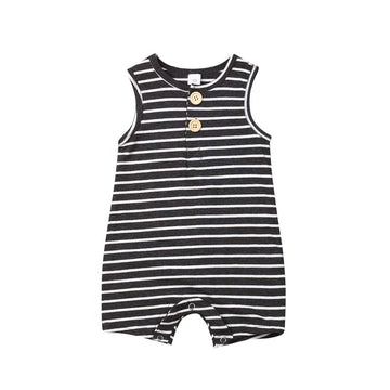 Iddolaka Newborn Summer Baby Boy Girl Romper Bodysuit Jumpsuit Playsuit One Piece Outfit Clothes (A-Gray Stripes, 6-12 Months)