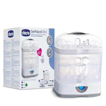 Chicco 3 In1 Steam Sterilizer | Microwave Safe | Sterilizes Upto 6 Bottles | Kills 99.9% Of Germs | 24Hrs Sterilization In 5 Min