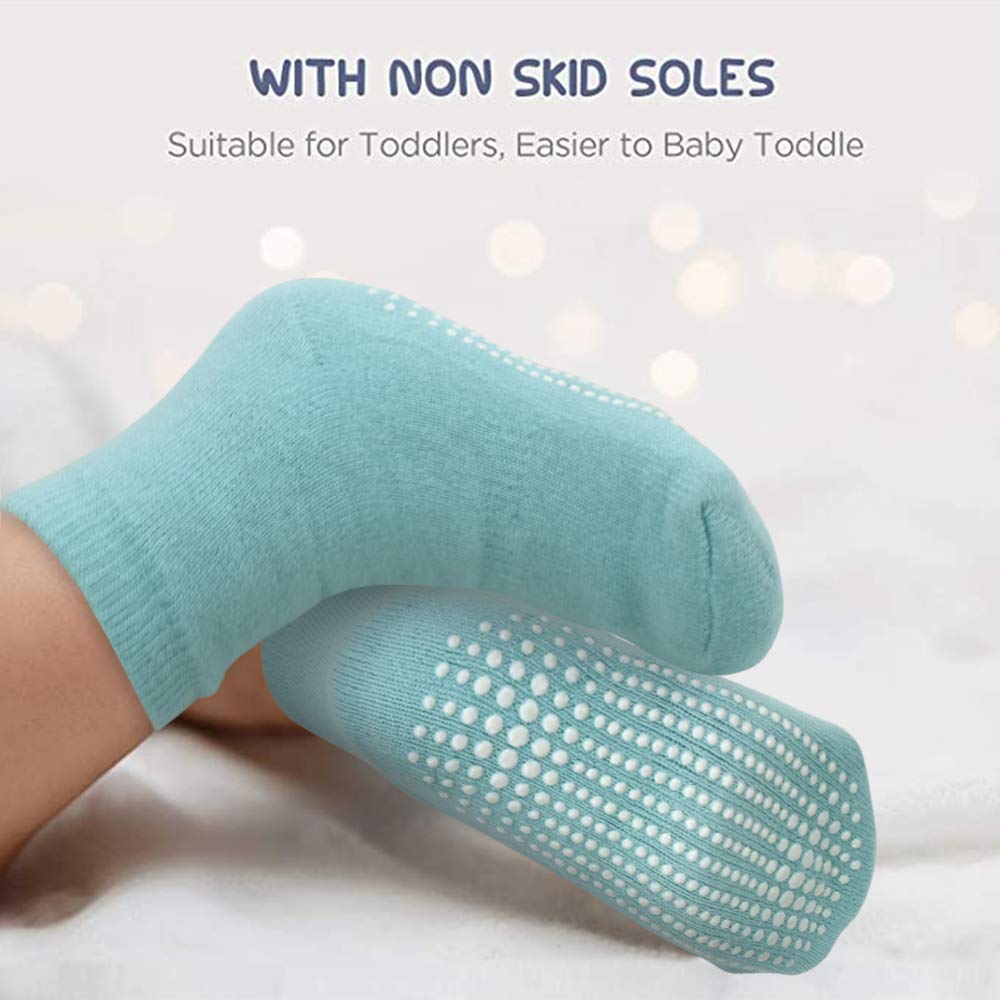Tphon Toddler Socks, Kids Grip Socks 12 Pairs Non Slip Boys Sock For 7-10 Years Infants Baby Children