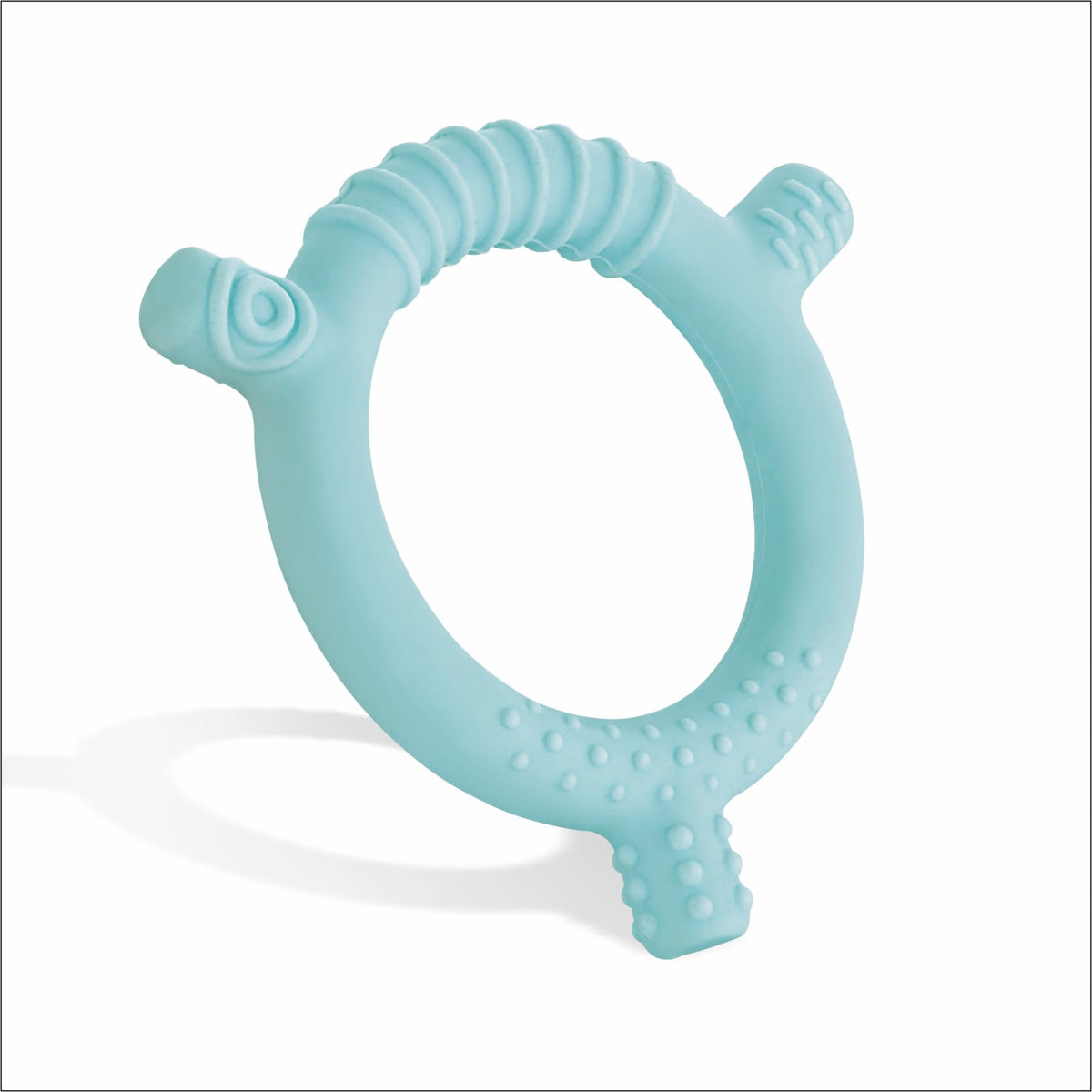 Beebaby Soft Silicone Ring Teether For 36 Months With Carrying Case, Bpa Free Teething Toy For Babies With Textured Surface For