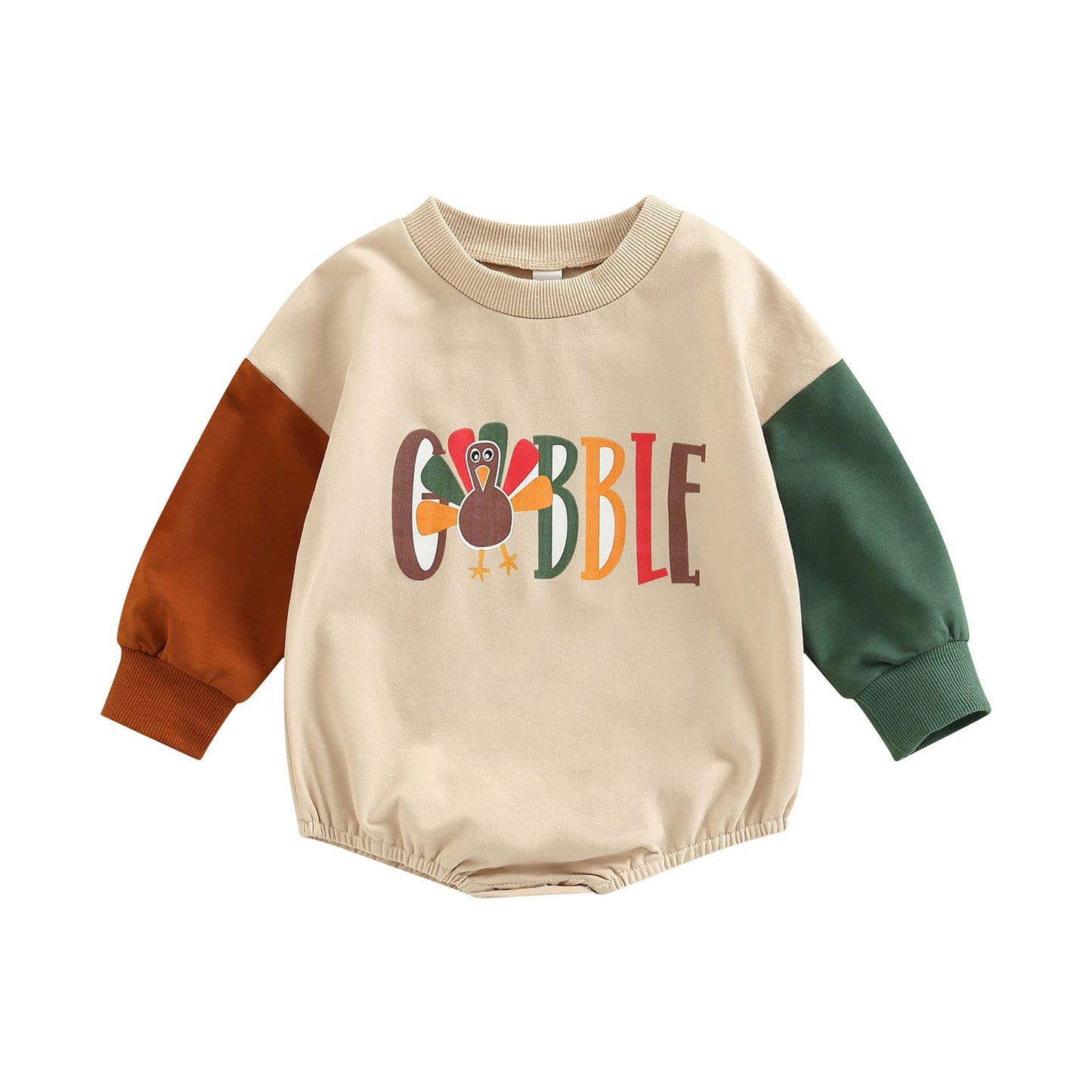Fybitbo Thanksgiving Baby Girl Boy Outfit Turkey Pullover Sweatshirt Romper Long Sleeve Onesie Cute Fall Clothes (Turkey Onesie,