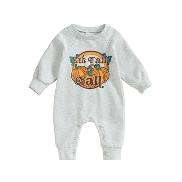 Fybitbo Fall Baby Boy Girl Clothes Its Fall Yall Pumpkin Jumpsuit Rompers Newborn Onesie First Halloween Thanksgiving Baby Outfi