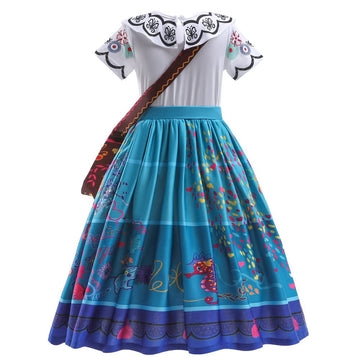 Yipkorra Encanto Mirabel Costume For Girls Cosplay Isabella Outfit Princess Halloween Dress Up With Earrings (Mirabel B, 9-10 Ye